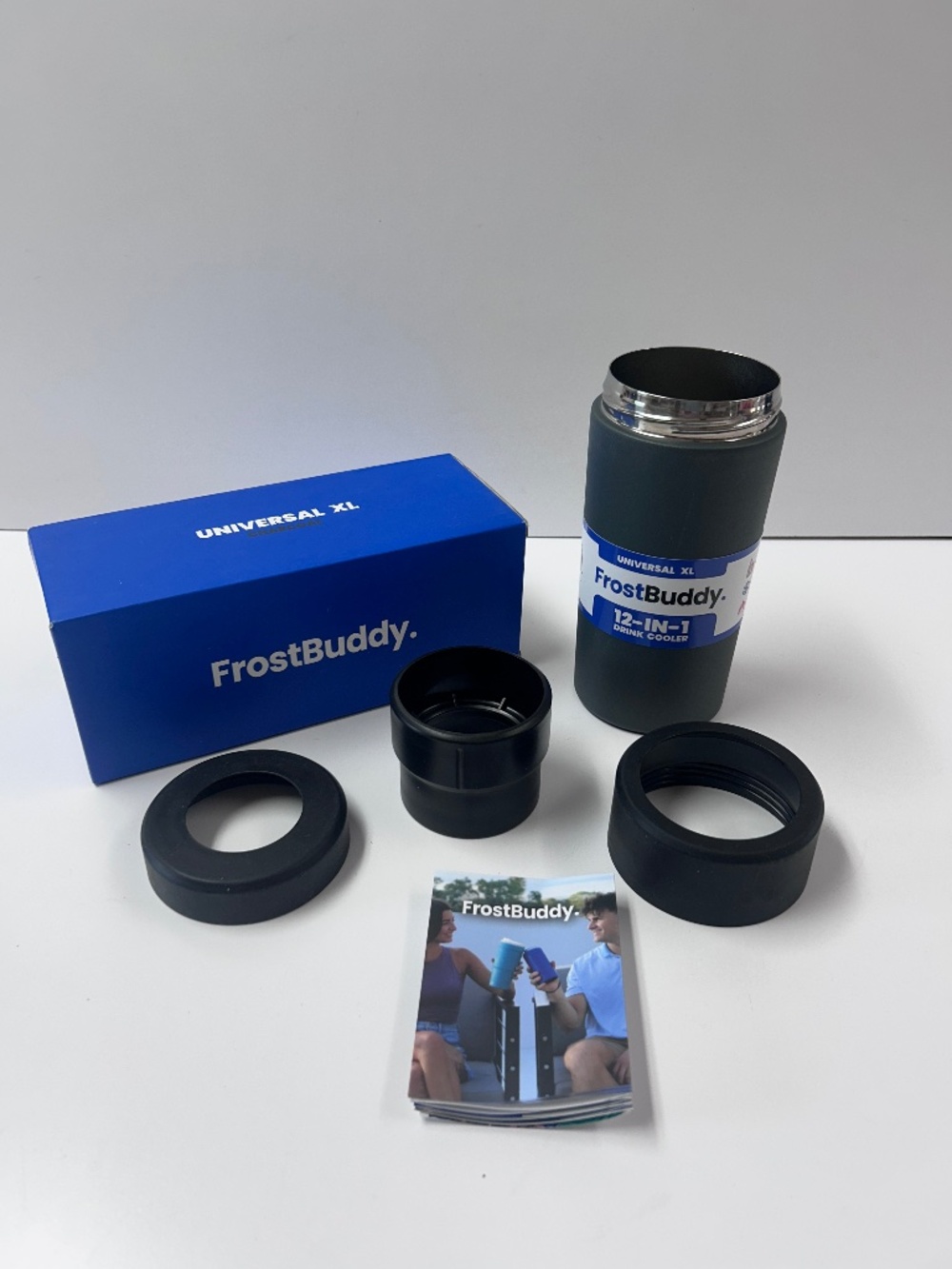 FrostBuddy Universal XL 12 In One Drink Cooler Charcoal New In Box Insulator